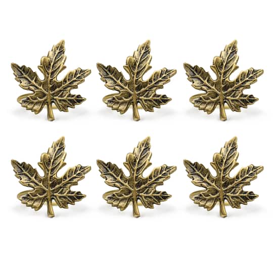 DII&#xAE; Gold Maple Leaf Napkin Rings, 6ct.